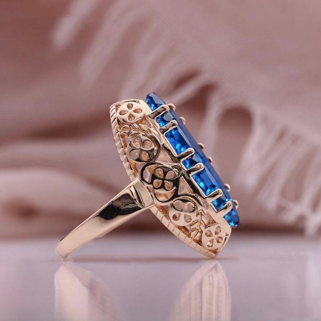 

Изысканные женские кольца цвета розового золота полые кольца конский глаз красный искусственный циркон уникальный подарок на день рождения 10 розового золота/синий