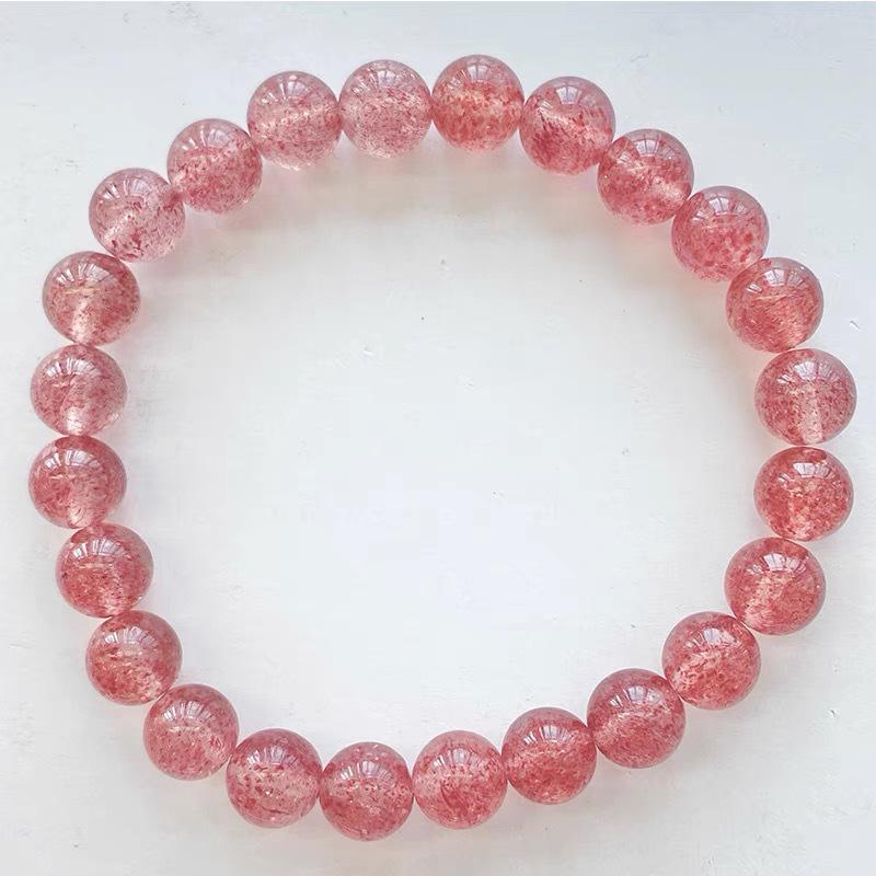 Natural Strawberry Crystal Bracelet for Women - Pink Ice Crystal Peach Blossom Design, Ideal As a Couple's Gift.