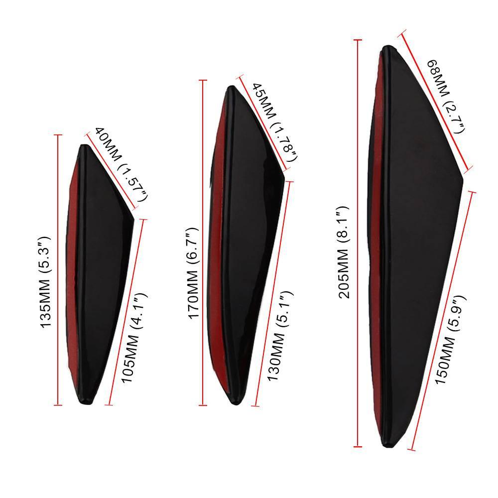 6 Pcs  Universal Carbon Fiber Car Front Bumper Fin Splitter Spoiler Canard Valence