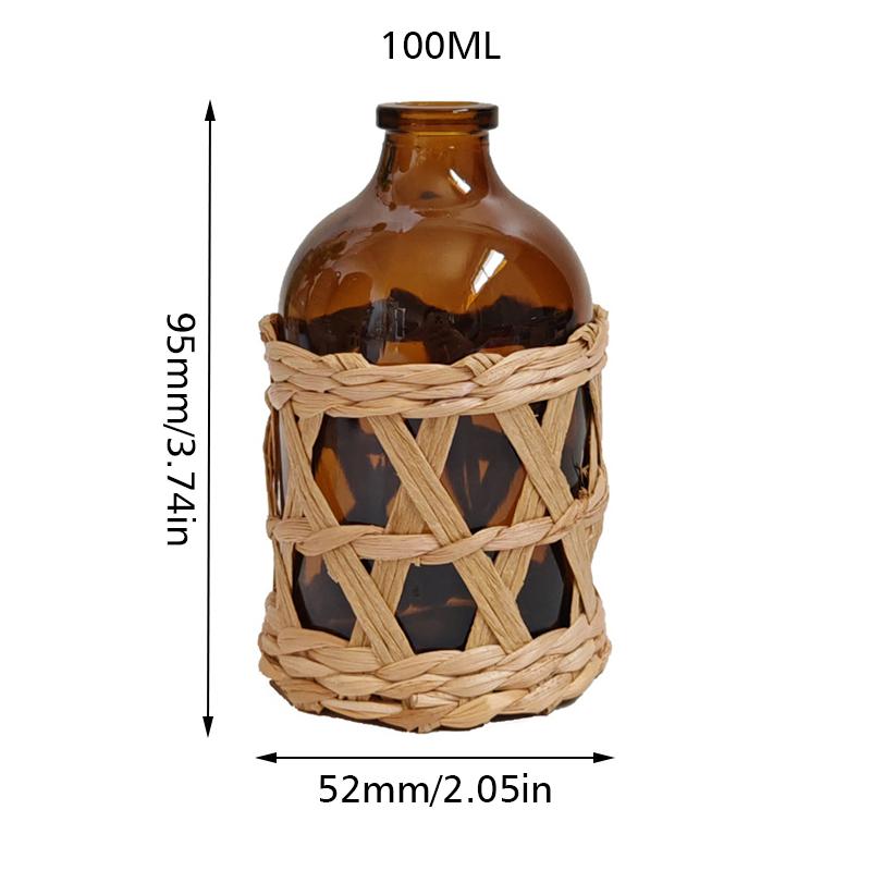 1PC Home Natural Woven Bohemian Bottle Rattan Decor Eco-friendly Grass Macrame Aromatherapy Decorative 50ml/100ml