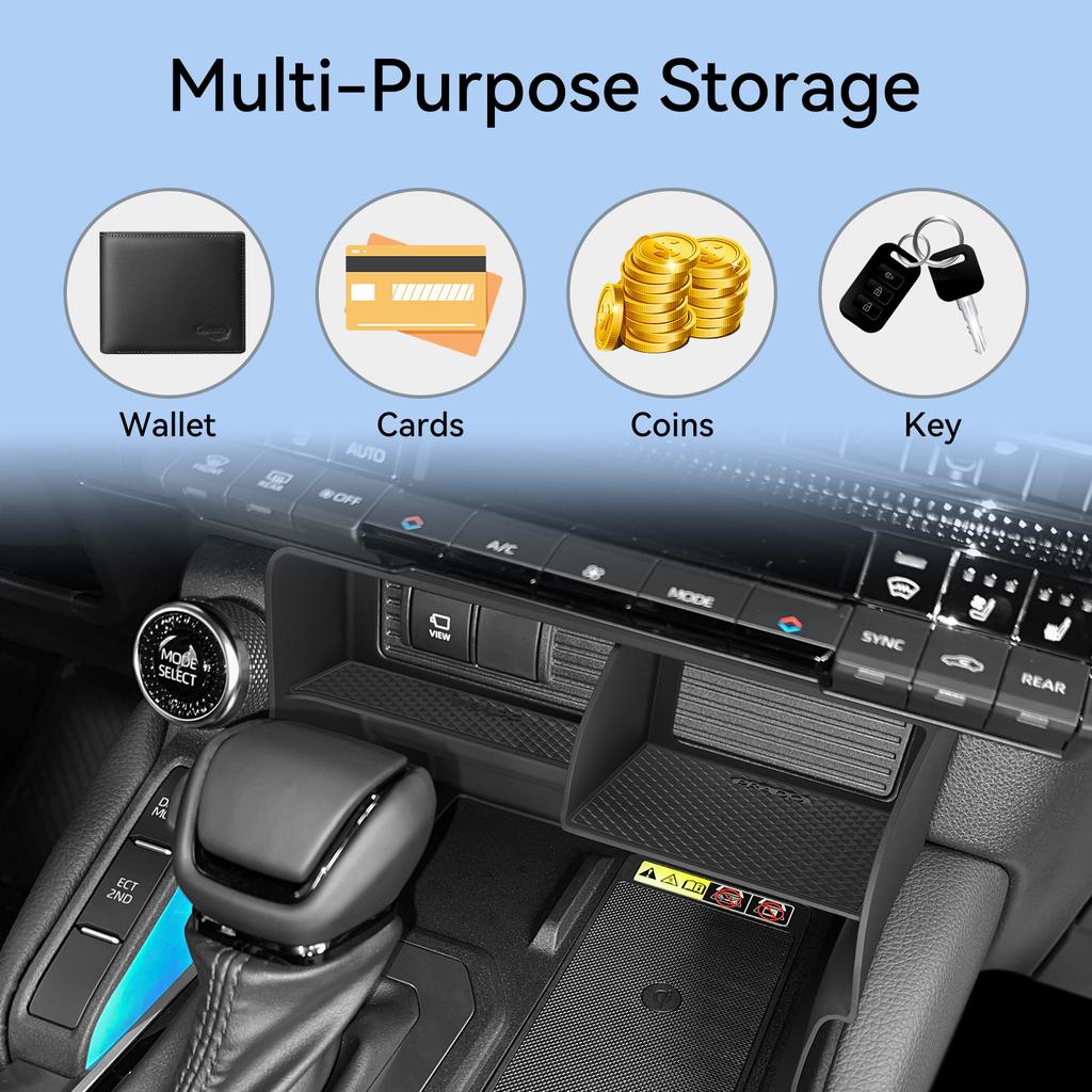 Para Toyota Land Cruiser Prado 250 2024 2025 Carro Console Central Caixa de Armazenamento Bandeja Acessórios Interiores Organização PRETO