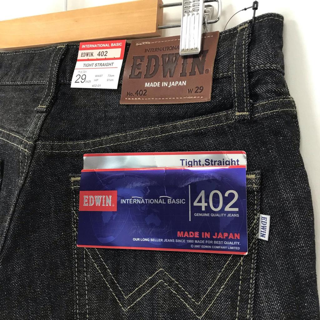 NEW Tag Unused Japan EDWIN 402 Black Denim Pants W29 Men's M Inset 74cm Gray Bottoms(USED)