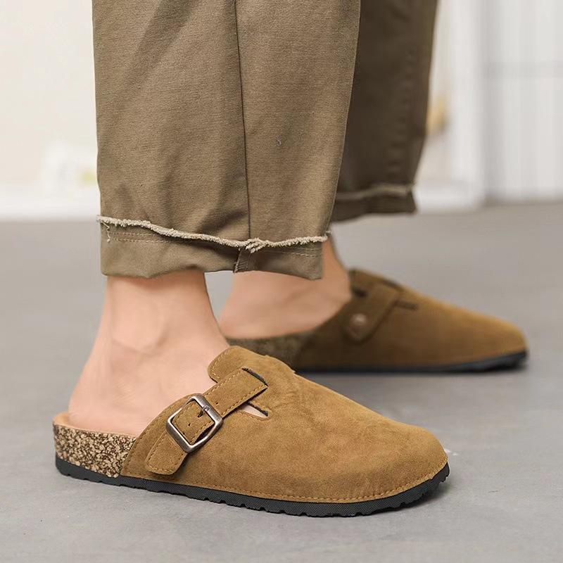 Women's suede bag head half drag outer wear heightened thick-soled slippers soft-soled cork women