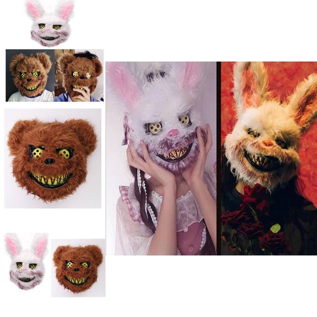 Halloween Creepy Bloody Bear Rabbit Mask For Cosplay Party Performance
