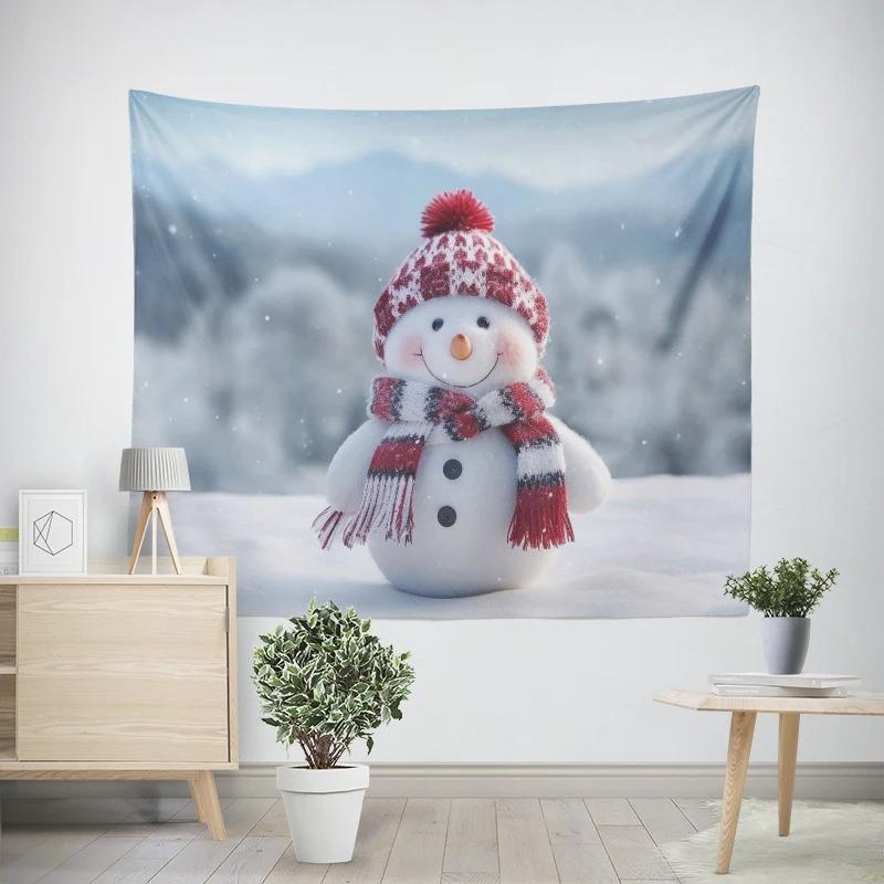 

Рождественский Новый Год Милый Снеговик Узор Гостиная Спальня Украшения Гобелен 100x75cm