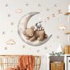 Moon Rabbit Bear Wall Stickers Cute Ins Style Cartoon Decals for Kids Room Nursery Kindergarten Decor Home Background Decal
