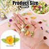 100 Pcs Mini Flowers for Crafts Multicolor Mini Roses Satin Roses with Green Leaves Small Satin Roses Tiny Artificial Fabric Flower Ornament Applique
