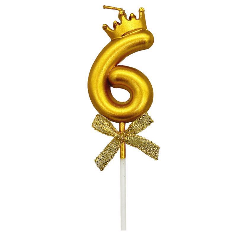 Crown Gold Number Birthday Candle Topper for First Birthday, Cake Decoration, Valentine's or Qixi Festival.