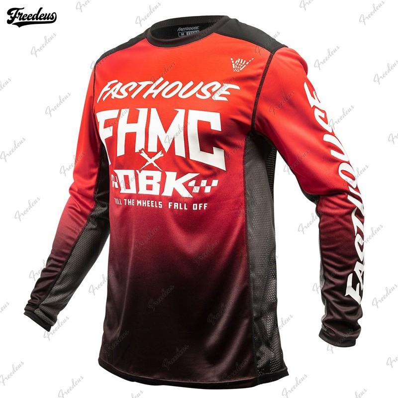FASTHOUSE Camouflage Langarm Mountainbike Trikot Trail Riding Atmungsaktives Netz Radtrikot Herren