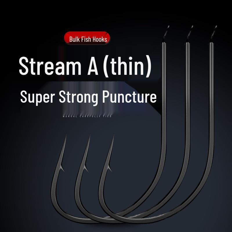 Barbed Black Fish Hook - Non-Hooked Fine Strip Fishing Gear