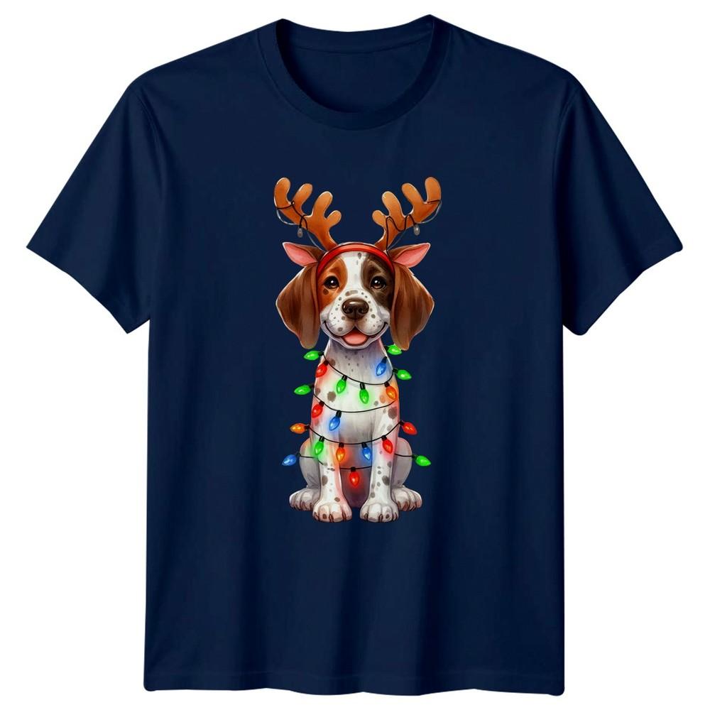 Dog Christmas Antlers Holiday Unisexs TShirt Unisexs Graphic Tee
