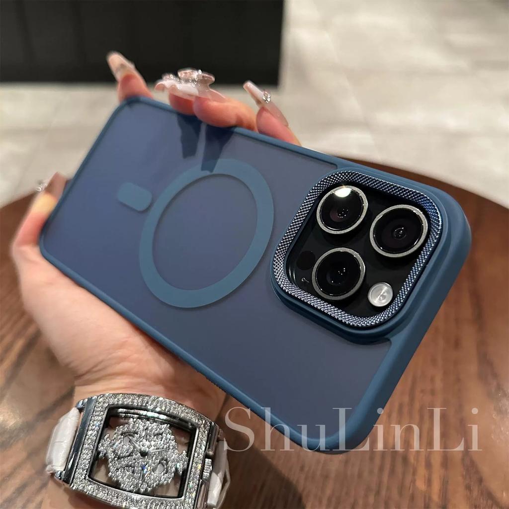 Applicable To IPhone17promax Metal Diamond Pattern Lens Mobile Phone Case Apple 16 Skin Skin Matte Magnetic Suction Protective Case