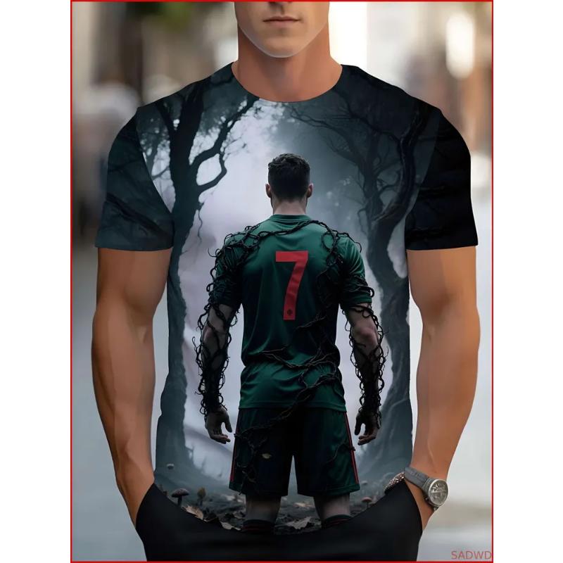 Modisches Herren-Rundhals-Kurzarm-3D-Casual-Farbprint-Casual-Kurzarm-Rundhals-T-Shirt