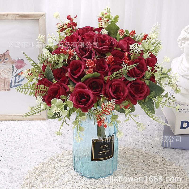 Rose Artificial Flowers Bouquet 7Heads Fake Flowers for Home Room Decor Garden Wedding Decoration Party Table DIY Vase Ornaments