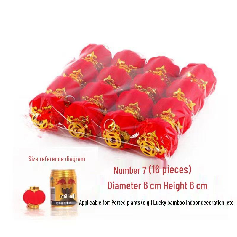 Small Red Wedding Lanterns: Flocked Round Lanterns for New Year, Hanging Ornaments, Bonsai & Balcony Decor Strings