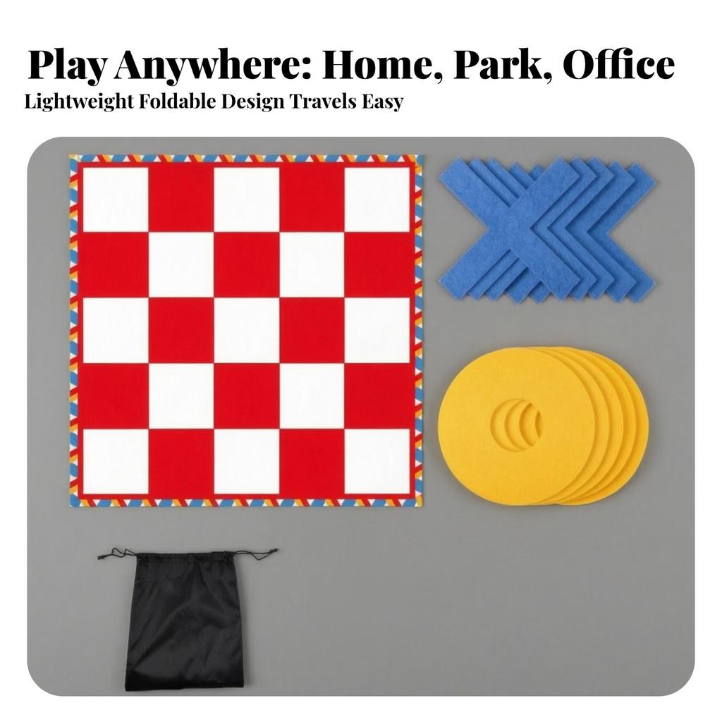 Portable Giant Noughts and CrossesToe | Jumbo, Tic Tac Toe Mat, Reusable, for