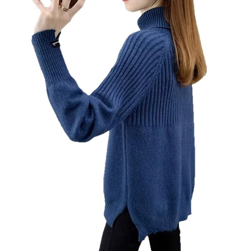 Chic European-Style High Neck Women's Sweater - Autumn/Winter 2026 Loose Knit Pullover