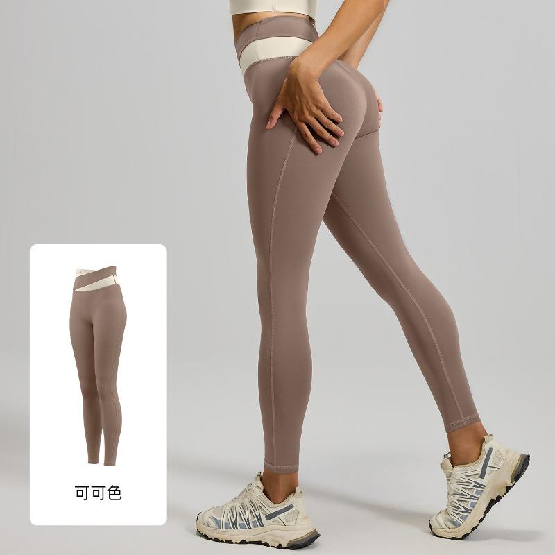 Juyatang Nude Splicing Yoga Pants High Waist Hip Lift Fitness Elastic Fitness Trousers Running Sweatpants