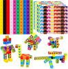 100 Math Linking Cubes, 320 Reusable Math Cubes with Stickers, Manipulative Geometric Shapes, Connect and Count Snap Blocks for Early Math and Constru