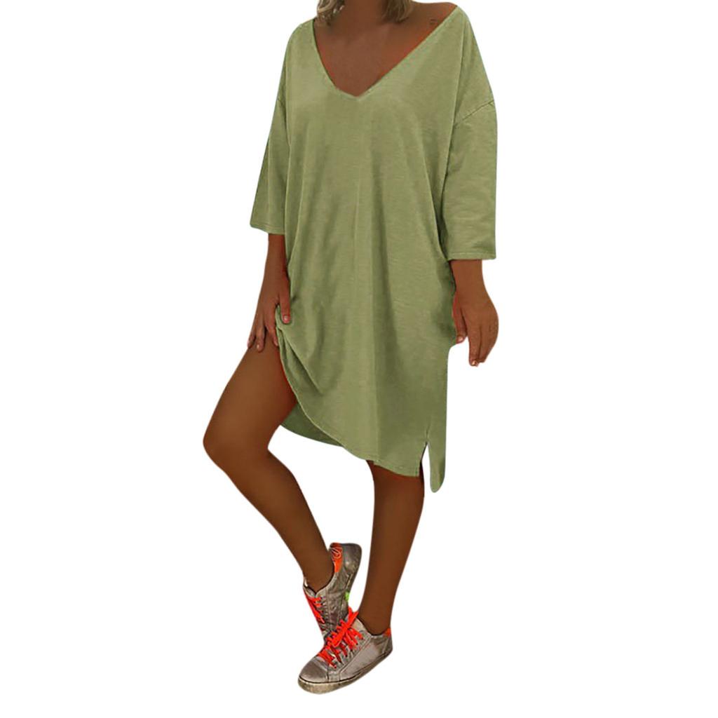 Dámské pytlovité šaty s plážovým přehozem s výstřihem do V