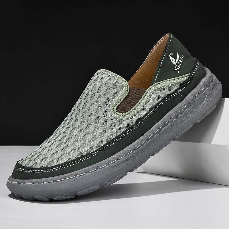 Summer Men's Breathable Casual Mesh Shoes with Soft Soles and Soft Surfaces, Slip Resistant Stitching for Shoe Making
