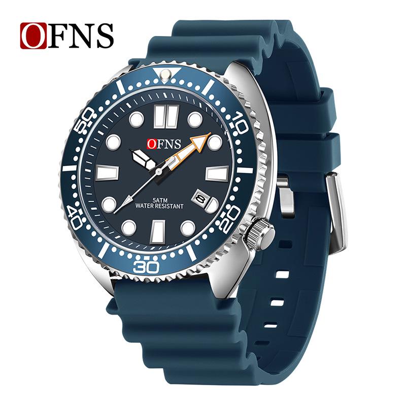 Oufannishi Waterproof Quartz Men's Watch with Luminous Dial, Rotating Bezel, and Calendar
