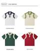 Trendy College Style Contrast Polo: Heavy 240g Pearl Cotton, Half-Zip, Drop Shoulder, Short Sleeve