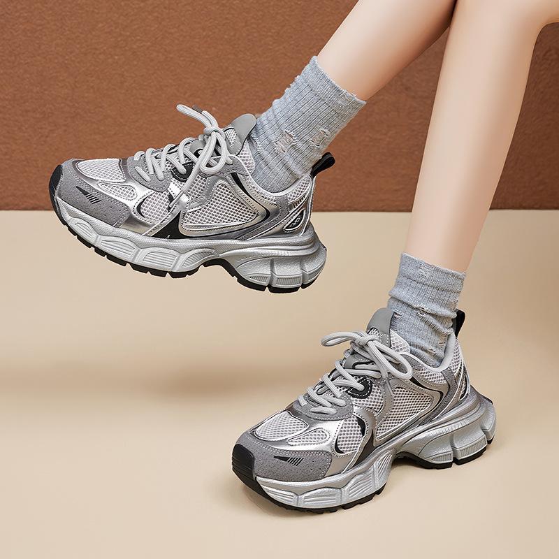 Augusteng mesh dad shoes girl 2025 new summer thick-soled small fried street casual sports shoes ins
