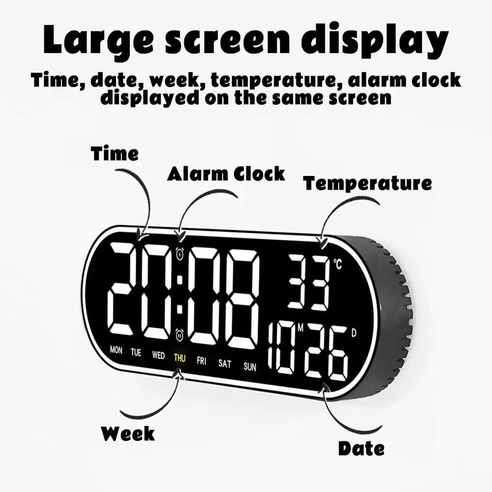 15-inch LED Digital Wall Clock Snooze Clock Color Outer Frame Temperature Date Week Display Remote Control Electronic Mute Clock