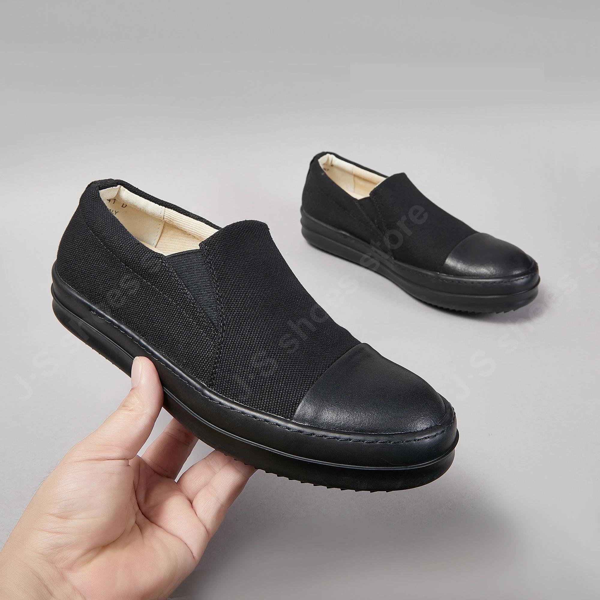 

R-o Уличные Кроссовки Мужские Низкие Кеды СЛИПОНЫ Полностью Черные Холщовые Женские Повседневные Кроссовки Роскошные Лоферы Плоская Обувь 48 чёрный