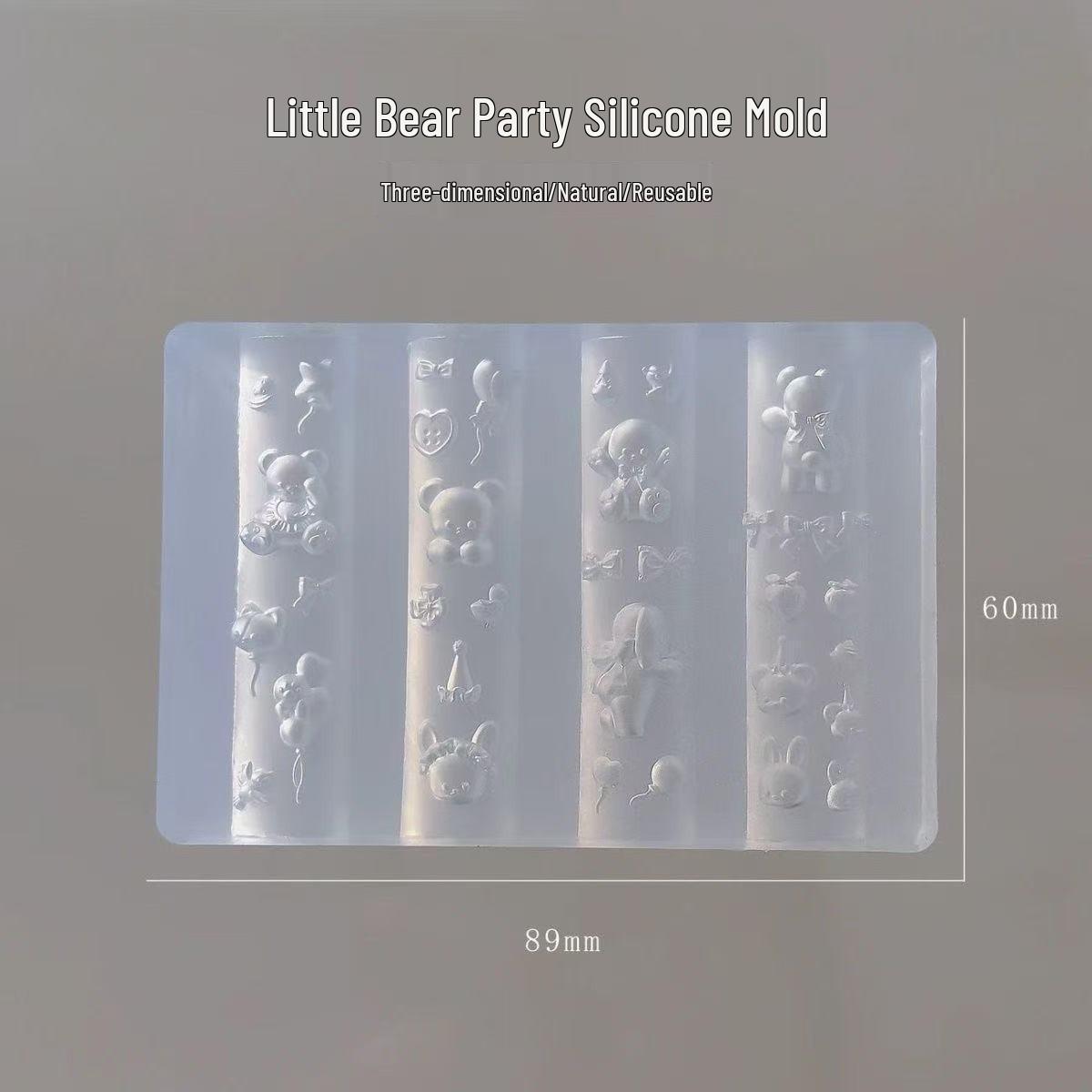 3D Bear Party Silicone Mold for DIY Nail Art