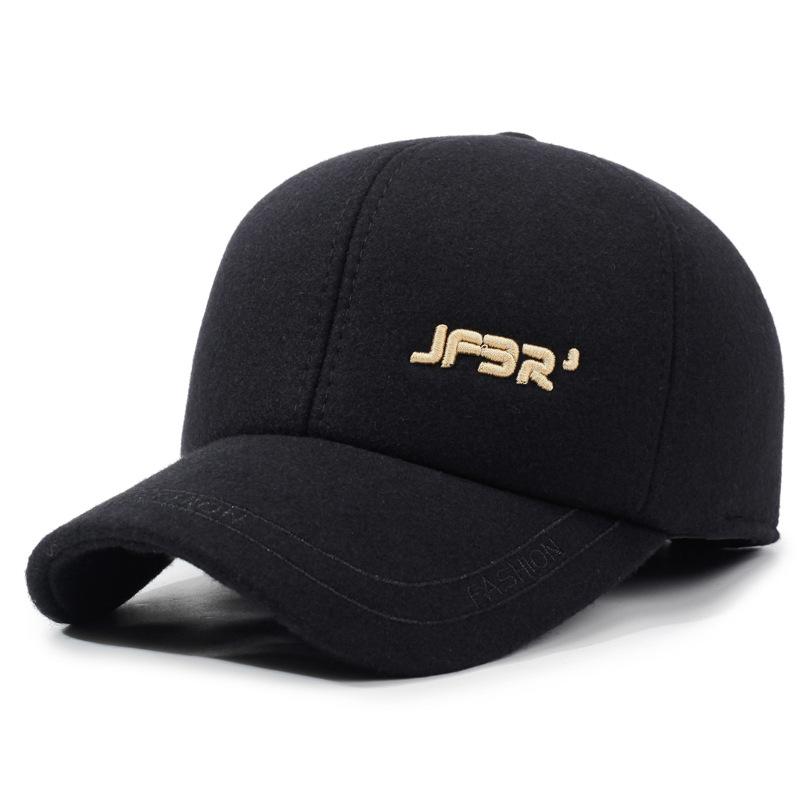 Large Cotton Peaked Cap Thickenedmen Cold-proof Peaked Cap Middle-aged and Elderly Woolen Heattech Back-sealed Ear Protection Cotton Cap