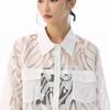2025 Retro Jacquard Lace Lightweight Luxury Shirt - Spring/Autumn Loose, Versatile See-Through Top