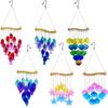 Iron Wind Chimes With Colored Glass For Garden Fish Leaf Design Outdoor Decor Hanging Ornament