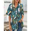 Women's Blouse Short Sleeve Printed Shirts Summer Beach Hawaiian Holidays Lapel Button Casual Fashion Cardigan Blouse Tops