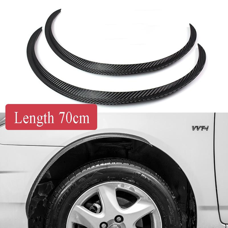 2PC Auto Carbon Fiber Rubber Fender Arch Wheel Eyebrow Protector Sticker Anti-scratch Strip Moulding Trim for Universal Car