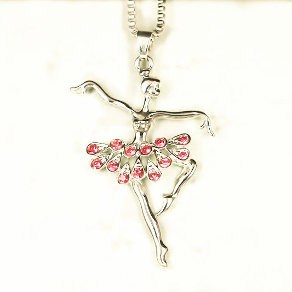 Largo Collar de Cadena Colgante de piedras preciosas de Bailarina Ballet De Cristal De Bohemia Elegante