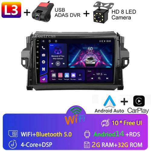 Android 12 For Toyota Fortuner 2 2015 - 2020 2 Din Car Radio Multimedia Video Player Stereo Carplay Auto 4G GPS Head Unit