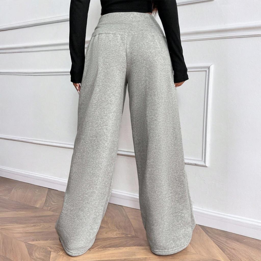 Fritidsbyxor för kvinnor, höga, vida, med raka ben, idealiska för sport och fitness, rak ben silhuett