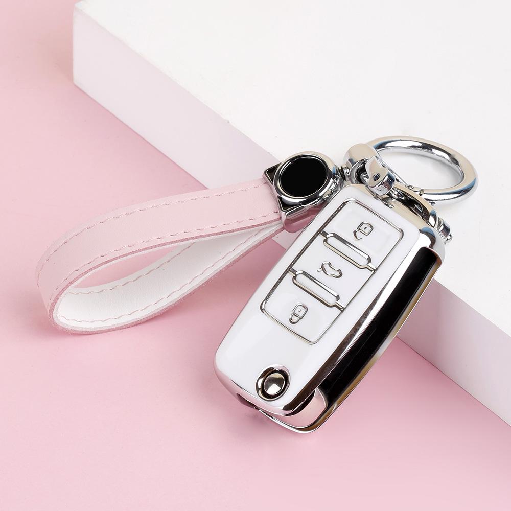 Car Key Cover Case Holder Keychain For Vw Volkswagen Polo Golf Passat Beetle Caddy T5 Up Eos Tiguan Jetta For Skoda Octavia A5