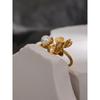 Eetit Stainless Steel Fashion Charm Flower Ring for Women Personality Statement Finger Gold Color Waterproof Jewelry Accessories