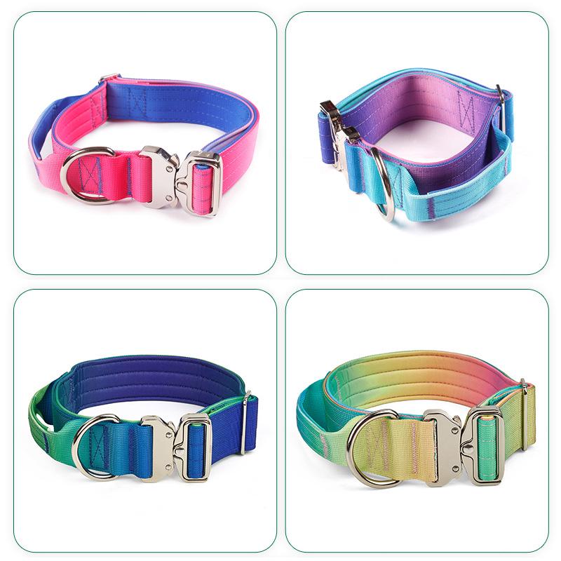 Gradient Color Explosion-Proof Tactical Dog Collar and Leash for Large Dogs