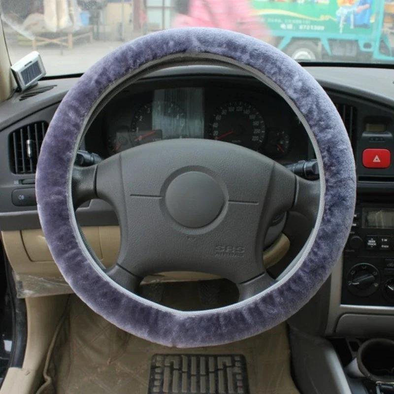 38cm Premium Weiches Kurzes Fell Auto Lenkradbezug Hochdichtes Warmes Plüsch Winter Lenkradschutzbezug Zubehör