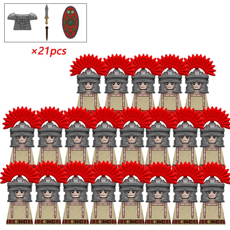 11/21pcs N818-821 Rome Medieval Knights Templar Crusade Spartan Warriors Infantry Cavalry Figures Building Blocks Kids Toys