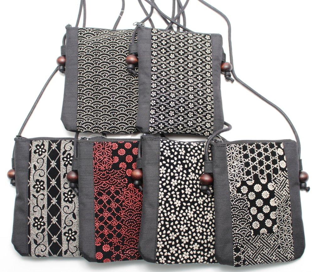 Maruzen Suede Walking Pochette in Seigaiha Pattern Inden-style