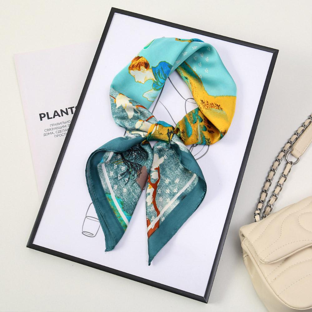 Fashion 70*70cm Hair Scarf Bohemia Style Sun Protection Silk Scarf Female Foulard Smooth Bandana Hairbands Women