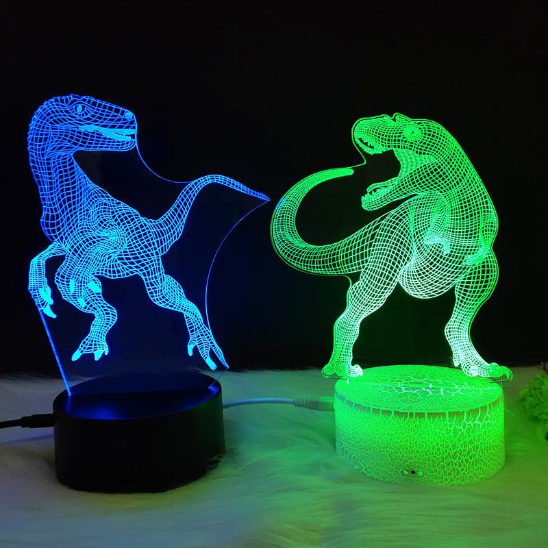 Led 3d Night Light Color Changing Touch Switch Dinosaur Shape Lamp Gift Kids