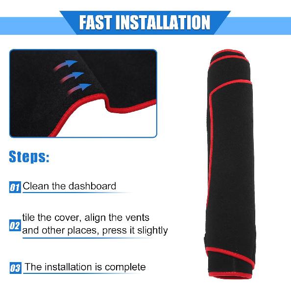 Car Dashboard Cover Compatible for Dodge for Ram 2002-2005, Protective Polyester Red Center Console Interior Trim Dash Cover Mat Pad
