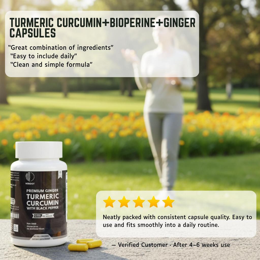 Turmeric Capsules 1950mg Curcumin95% , Black Pepper & Ginger Complex Bioperine