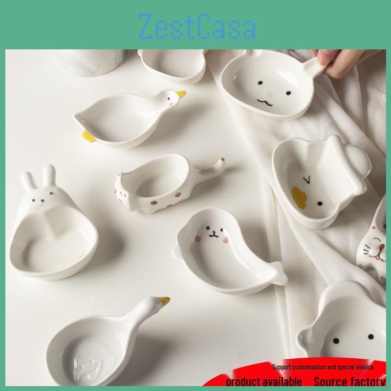 Sauce Ceramic Embossed Cartoon Snack Dish For Dipping
